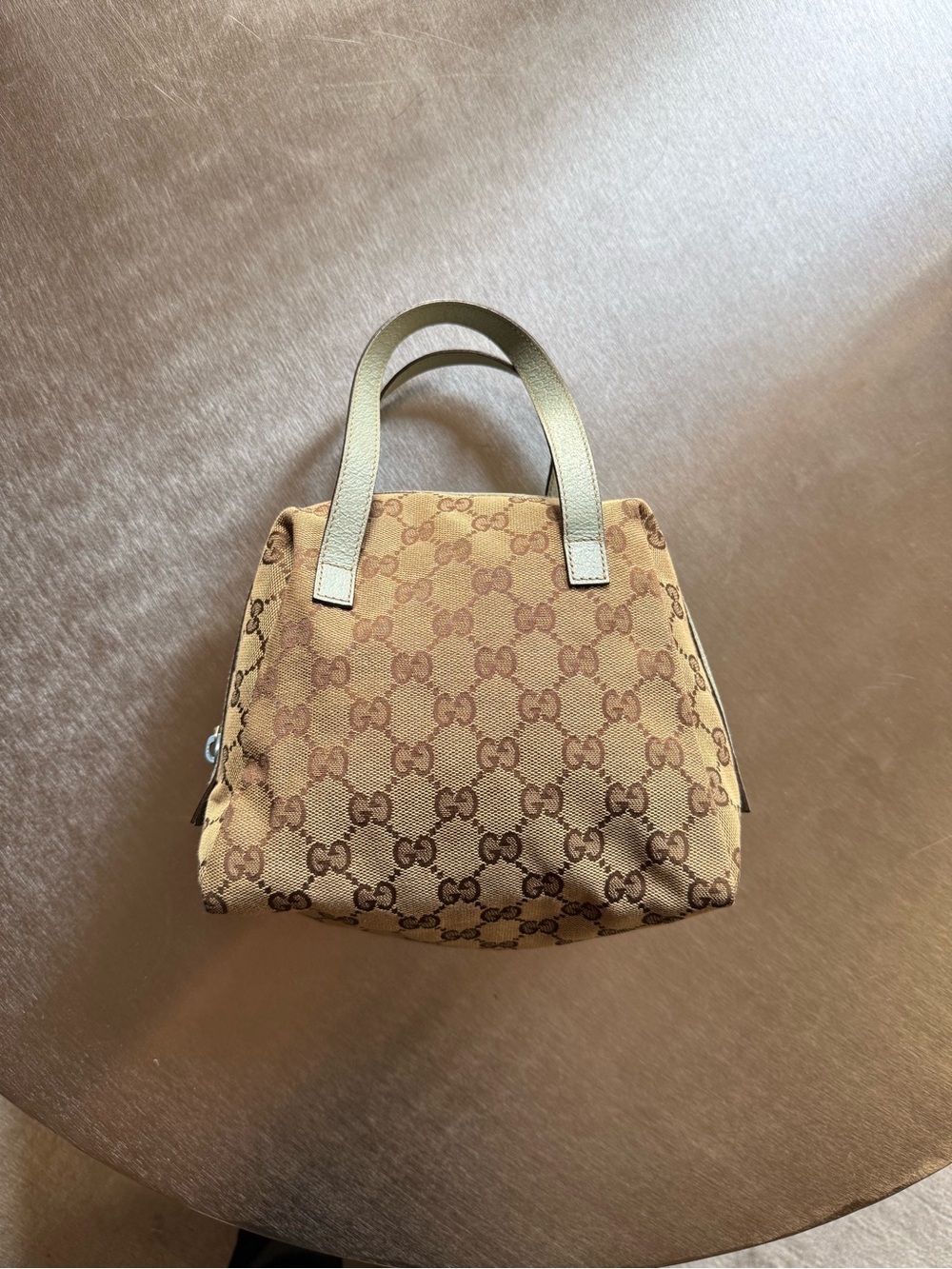 GUCCI TOFU BAG W BLUE LEATHER TRIM AUTHENTIC